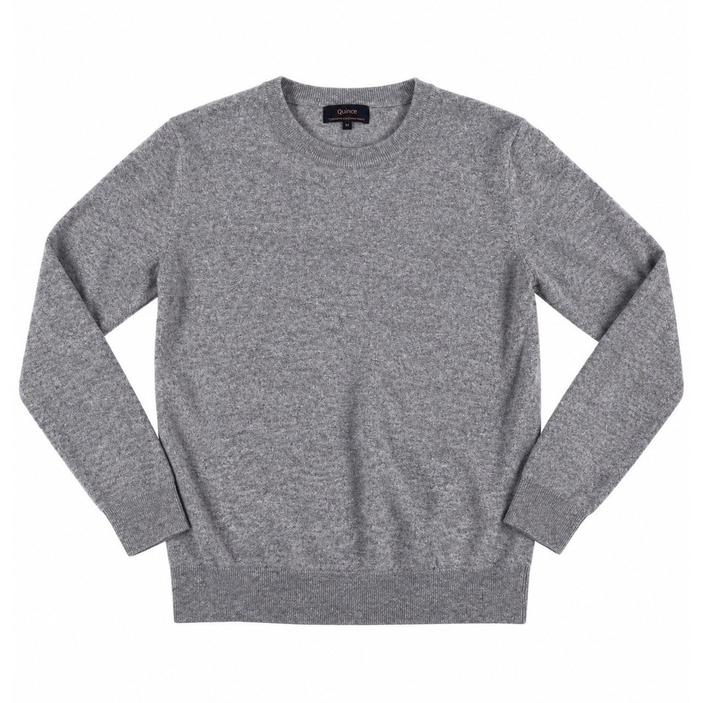 Quince Women Mongolian Cashmere Crewneck Sweater Gray Long Sleeve Sz Medium